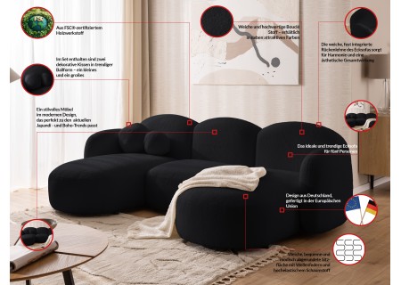 Nuvola - Moderne Wohnlandschaft aus Bouclé mit abgerundetem Design und hohem Sitzkomfort