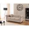 Cleo Blink - Chesterfield 3-Sitzer Sofa aus Samt mit Kristallsteppung und braunen Massivholzfüßen