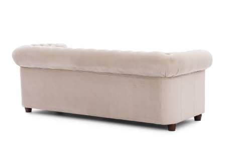 Cleo Blink - Chesterfield 3-Sitzer Sofa aus Samt mit Kristallsteppung und braunen Massivholzfüßen