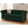 Cleo Blink - Chesterfield 3-Sitzer Sofa aus Samt mit Kristallsteppung und braunen Massivholzfüßen