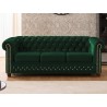 Cleo Blink - Chesterfield 3-Sitzer Sofa aus Samt mit Kristallsteppung und braunen Massivholzfüßen