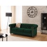 Cleo Blink - Chesterfield 3-Sitzer Sofa aus Samt mit Kristallsteppung und braunen Massivholzfüßen