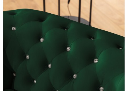 Cleo Blink - Chesterfield 3-Sitzer Sofa aus Samt mit Kristallsteppung und braunen Massivholzfüßen