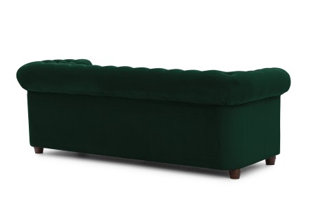 Cleo Blink - Chesterfield 3-Sitzer Sofa aus Samt mit Kristallsteppung und braunen Massivholzfüßen