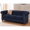 Cleo Blink - Chesterfield 3-Sitzer Sofa aus Samt mit Kristallsteppung und braunen Massivholzfüßen