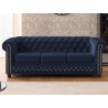 Cleo Blink - Chesterfield 3-Sitzer Sofa aus Samt mit Kristallsteppung und braunen Massivholzfüßen