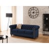 Cleo Blink - Chesterfield 3-Sitzer Sofa aus Samt mit Kristallsteppung und braunen Massivholzfüßen