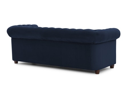 Cleo Blink - Chesterfield 3-Sitzer Sofa aus Samt mit Kristallsteppung und braunen Massivholzfüßen