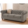 Cleo Blink - Chesterfield 3-Sitzer Sofa aus Samt mit Kristallsteppung und braunen Massivholzfüßen