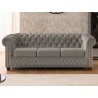 Cleo Blink - Chesterfield 3-Sitzer Sofa aus Samt mit Kristallsteppung und braunen Massivholzfüßen