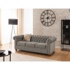Cleo Blink - Chesterfield 3-Sitzer Sofa aus Samt mit Kristallsteppung und braunen Massivholzfüßen