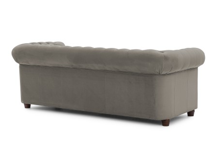 Cleo Blink - Chesterfield 3-Sitzer Sofa aus Samt mit Kristallsteppung und braunen Massivholzfüßen