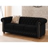 Cleo Blink - Chesterfield 3-Sitzer Sofa aus Samt mit Kristallsteppung und braunen Massivholzfüßen