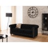 Cleo Blink - Chesterfield 3-Sitzer Sofa aus Samt mit Kristallsteppung und braunen Massivholzfüßen