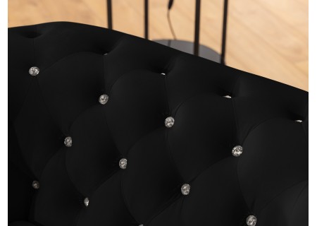 Cleo Blink - Chesterfield 3-Sitzer Sofa aus Samt mit Kristallsteppung und braunen Massivholzfüßen