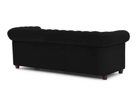 Cleo Blink - Chesterfield 3-Sitzer Sofa aus Samt mit Kristallsteppung und braunen Massivholzfüßen