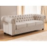 Cleo Blink - Chesterfield 3-Sitzer Sofa mit Schlaffunktion aus Samt mit Kristallsteppung und braunen Massivholzfüßen