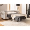 Cleo Blink - Chesterfield 3-Sitzer Sofa mit Schlaffunktion aus Samt mit Kristallsteppung und braunen Massivholzfüßen