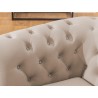 Cleo Blink - Chesterfield 3-Sitzer Sofa mit Schlaffunktion aus Samt mit Kristallsteppung und braunen Massivholzfüßen