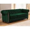 Cleo Blink - Chesterfield 3-Sitzer Sofa mit Schlaffunktion aus Samt mit Kristallsteppung und braunen Massivholzfüßen