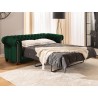 Cleo Blink - Chesterfield 3-Sitzer Sofa mit Schlaffunktion aus Samt mit Kristallsteppung und braunen Massivholzfüßen