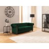 Cleo Blink - Chesterfield 3-Sitzer Sofa mit Schlaffunktion aus Samt mit Kristallsteppung und braunen Massivholzfüßen