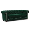 Cleo Blink - Chesterfield 3-Sitzer Sofa mit Schlaffunktion aus Samt mit Kristallsteppung und braunen Massivholzfüßen