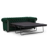 Cleo Blink - Chesterfield 3-Sitzer Sofa mit Schlaffunktion aus Samt mit Kristallsteppung und braunen Massivholzfüßen