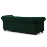 Cleo Blink - Chesterfield 3-Sitzer Sofa mit Schlaffunktion aus Samt mit Kristallsteppung und braunen Massivholzfüßen