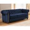 Cleo Blink - Chesterfield 3-Sitzer Sofa mit Schlaffunktion aus Samt mit Kristallsteppung und braunen Massivholzfüßen