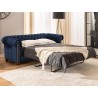 Cleo Blink - Chesterfield 3-Sitzer Sofa mit Schlaffunktion aus Samt mit Kristallsteppung und braunen Massivholzfüßen