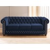 Cleo Blink - Chesterfield 3-Sitzer Sofa mit Schlaffunktion aus Samt mit Kristallsteppung und braunen Massivholzfüßen
