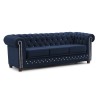 Cleo Blink - Chesterfield 3-Sitzer Sofa mit Schlaffunktion aus Samt mit Kristallsteppung und braunen Massivholzfüßen