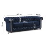 Cleo Blink - Chesterfield 3-Sitzer Sofa mit Schlaffunktion aus Samt mit Kristallsteppung und braunen Massivholzfüßen