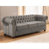Cleo Blink - Chesterfield 3-Sitzer Sofa mit Schlaffunktion aus Samt mit Kristallsteppung und braunen Massivholzfüßen