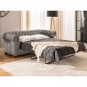 Cleo Blink - Chesterfield 3-Sitzer Sofa mit Schlaffunktion aus Samt mit Kristallsteppung und braunen Massivholzfüßen
