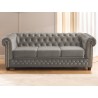 Cleo Blink - Chesterfield 3-Sitzer Sofa mit Schlaffunktion aus Samt mit Kristallsteppung und braunen Massivholzfüßen