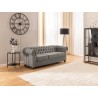 Cleo Blink - Chesterfield 3-Sitzer Sofa mit Schlaffunktion aus Samt mit Kristallsteppung und braunen Massivholzfüßen