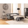 Cleo Blink - Chesterfield 3-Sitzer Sofa mit Schlaffunktion aus Samt mit Kristallsteppung und braunen Massivholzfüßen