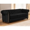 Cleo Blink - Chesterfield 3-Sitzer Sofa mit Schlaffunktion aus Samt mit Kristallsteppung und braunen Massivholzfüßen