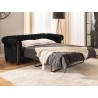 Cleo Blink - Chesterfield 3-Sitzer Sofa mit Schlaffunktion aus Samt mit Kristallsteppung und braunen Massivholzfüßen