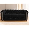 Cleo Blink - Chesterfield 3-Sitzer Sofa mit Schlaffunktion aus Samt mit Kristallsteppung und braunen Massivholzfüßen