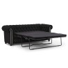 Cleo Blink - Chesterfield 3-Sitzer Sofa mit Schlaffunktion aus Samt mit Kristallsteppung und braunen Massivholzfüßen