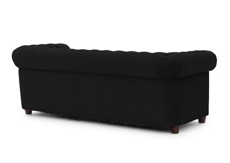 Cleo Blink - Chesterfield 3-Sitzer Sofa mit Schlaffunktion aus Samt mit Kristallsteppung und braunen Massivholzfüßen