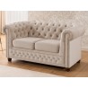 Cleo Blink - Chesterfield 2-Sitzer Sofa aus Samt mit Kristallsteppung und braunen Massivholzfüßen