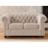 Cleo Blink - Chesterfield 2-Sitzer Sofa aus Samt mit Kristallsteppung und braunen Massivholzfüßen