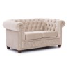 Cleo Blink - Chesterfield 2-Sitzer Sofa aus Samt mit Kristallsteppung und braunen Massivholzfüßen