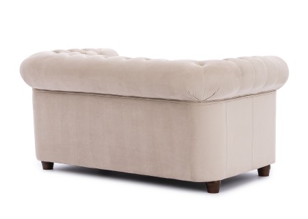 Cleo Blink - Chesterfield 2-Sitzer Sofa aus Samt mit Kristallsteppung und braunen Massivholzfüßen