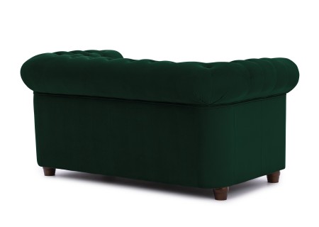 Cleo Blink - Chesterfield 2-Sitzer Sofa aus Samt mit Kristallsteppung und braunen Massivholzfüßen