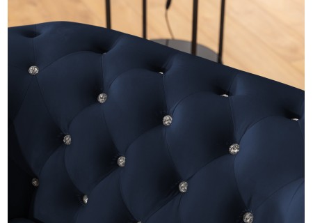 Cleo Blink - Chesterfield 2-Sitzer Sofa aus Samt mit Kristallsteppung und braunen Massivholzfüßen